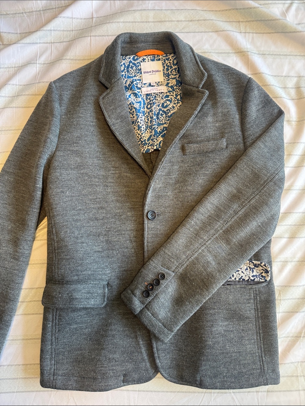 liberty Gray Knit Sport Coat with Patterned Lining